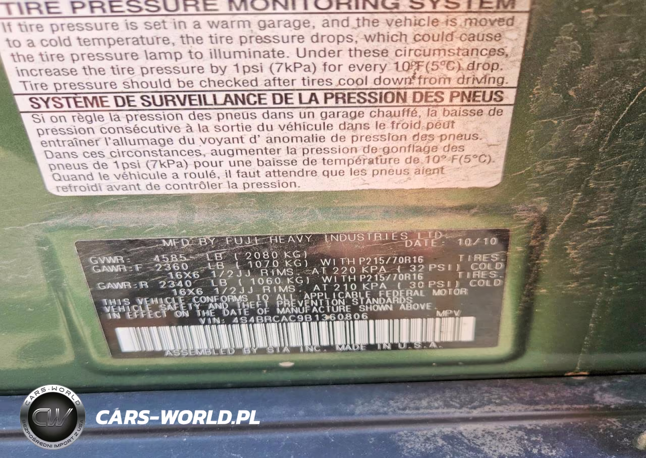 2011 Subaru Outback 2.5I VIN:4S4BRCAC9B1360806 - 13