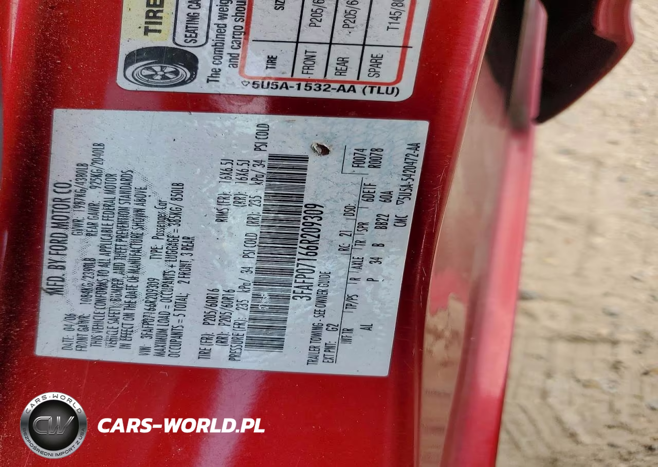 2006 Ford Fusion Se VIN:3FAFP07166R209309 - 13
