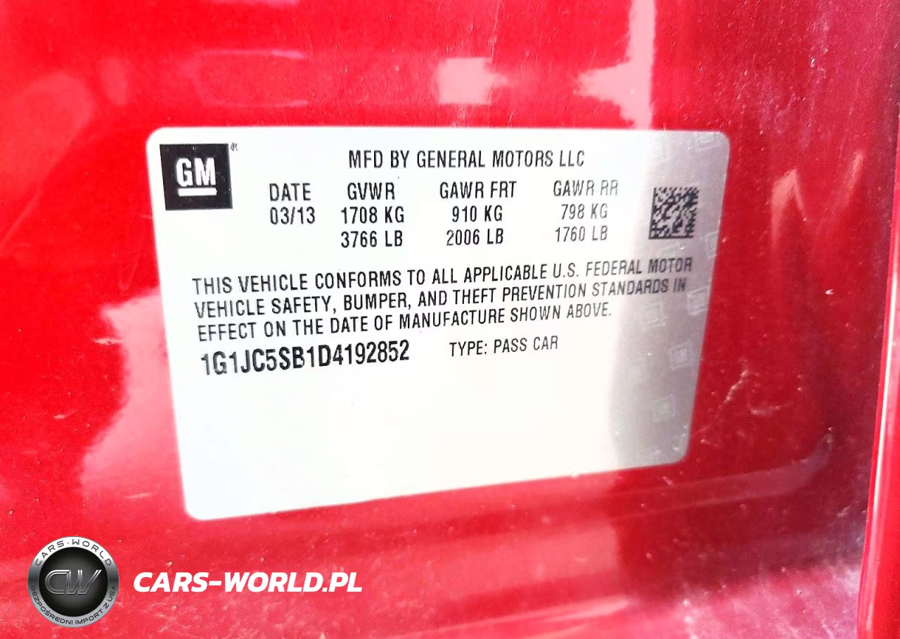 2013 Chevrolet Sonic Lt VIN:1G1JC5SB1D4192852 - 12