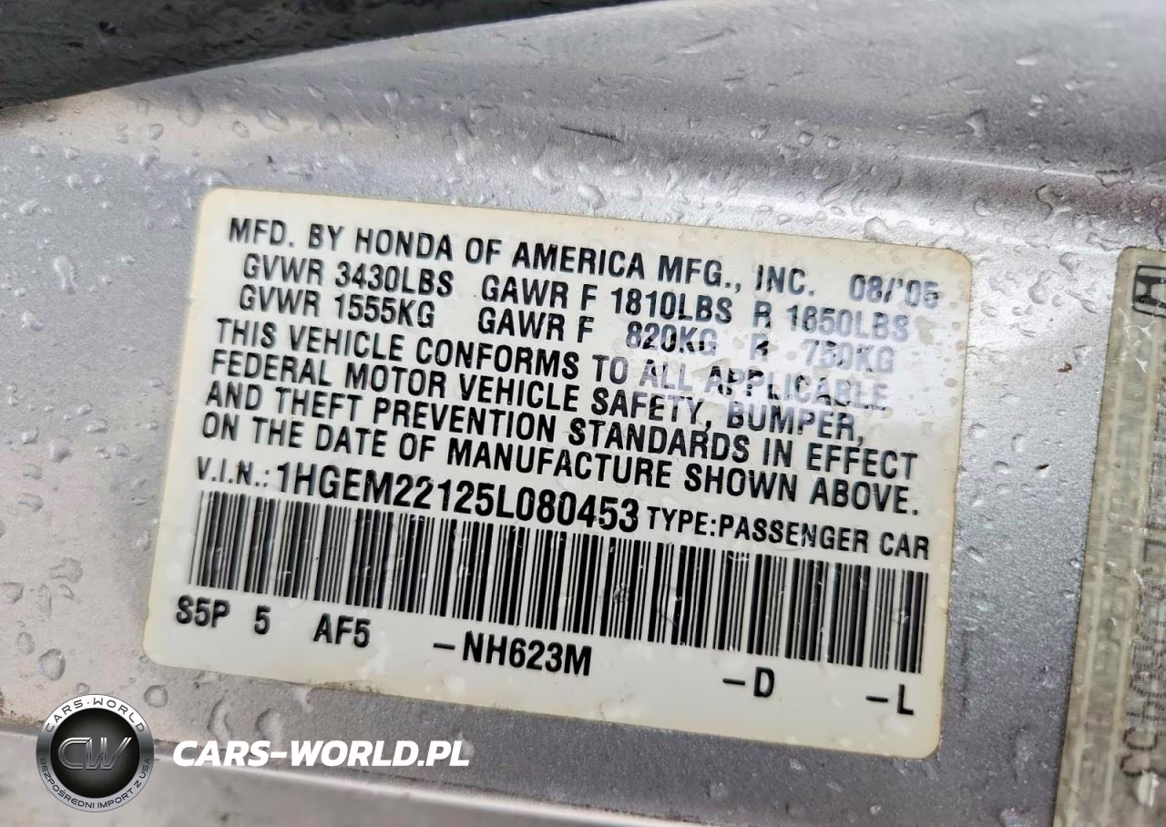 2005 Honda Civic Dx Vp VIN:1HGEM22125L080453 - 12