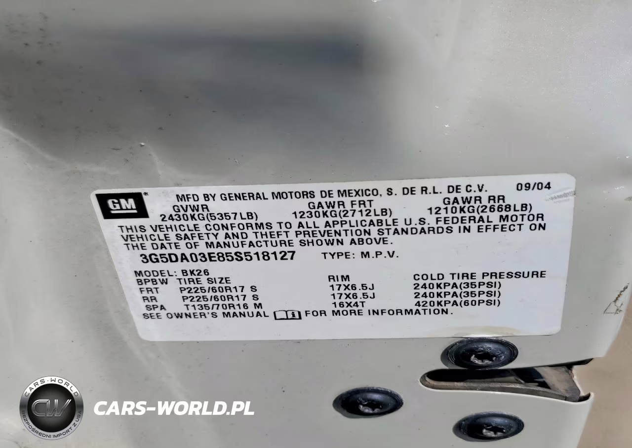 2005 Buick Rendezvous Cx-Cxl VIN:3G5DA03E85S518127 - 13