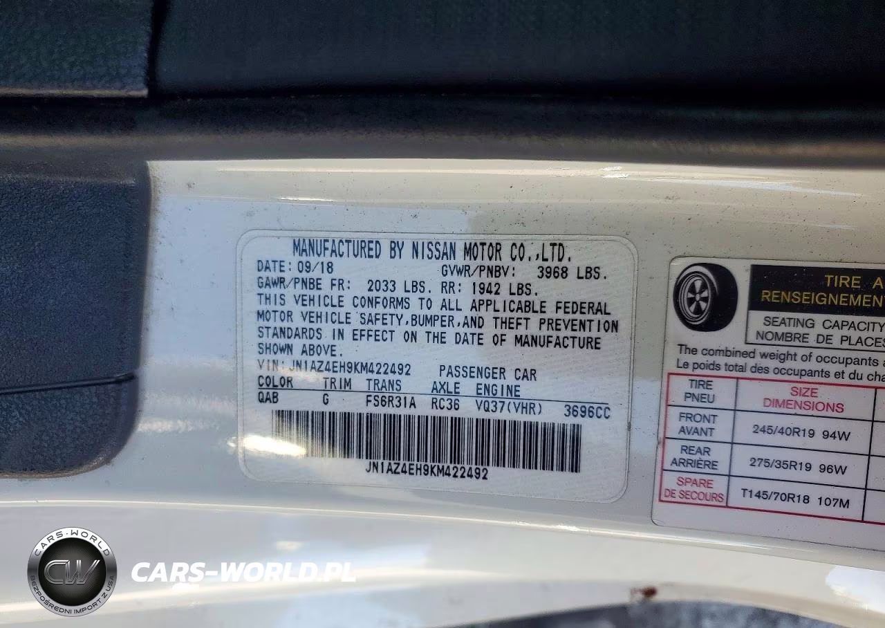 2019 Nissan 370Z Base VIN:JN1AZ4EH9KM422492 - 12