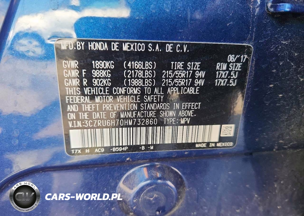 2017 Honda Hr-V Exl VIN:3CZRU6H70HM732860 - 13