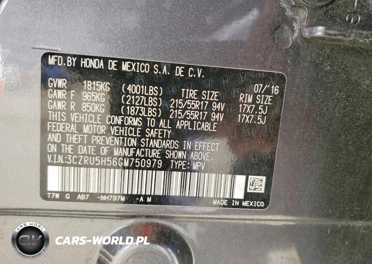2016 Honda Hr-V Ex VIN:3CZRU5H56GM750979 - 12