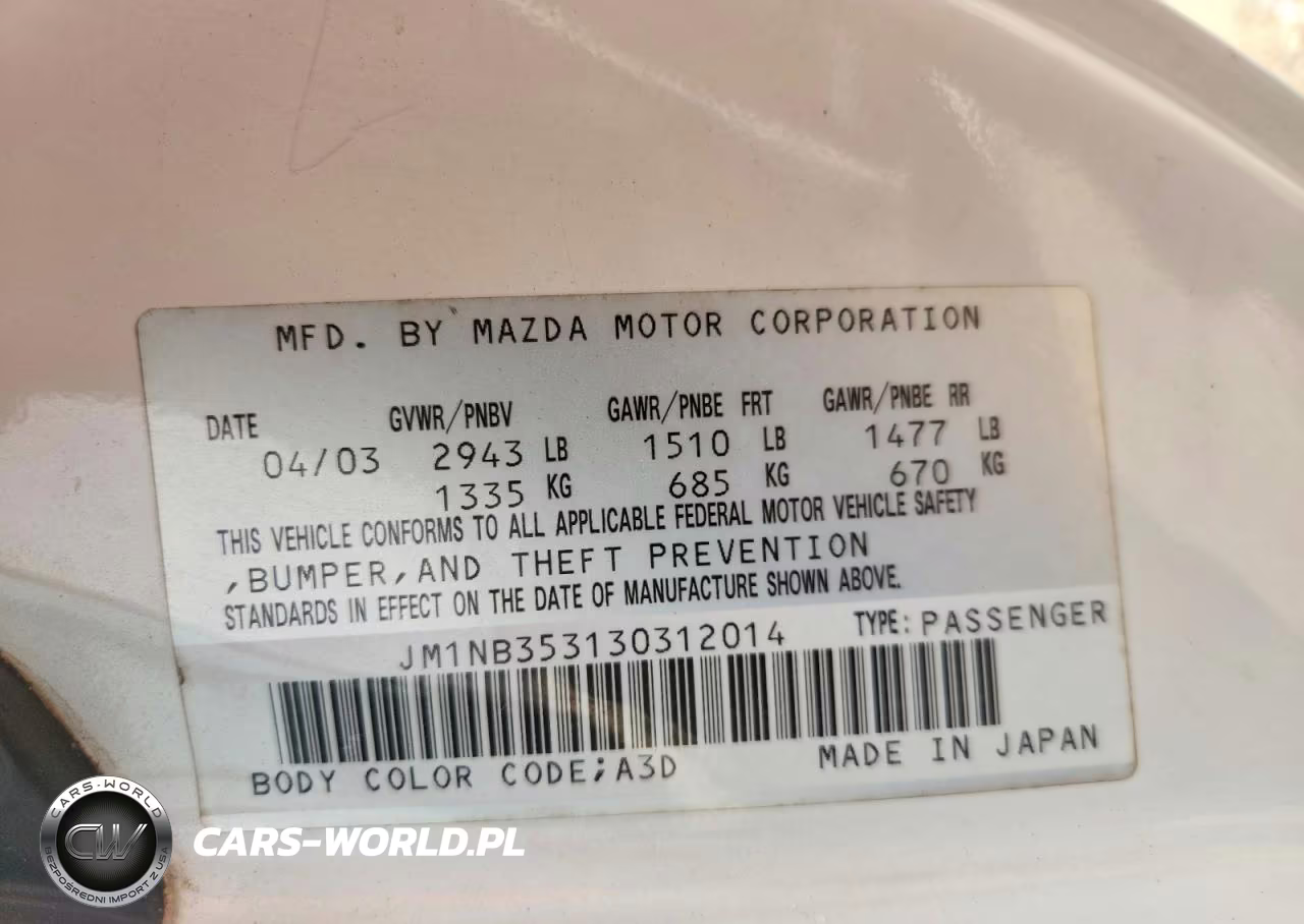 2003 Mazda Mx-5 Miata Base VIN:JM1NB353130312014 - 13