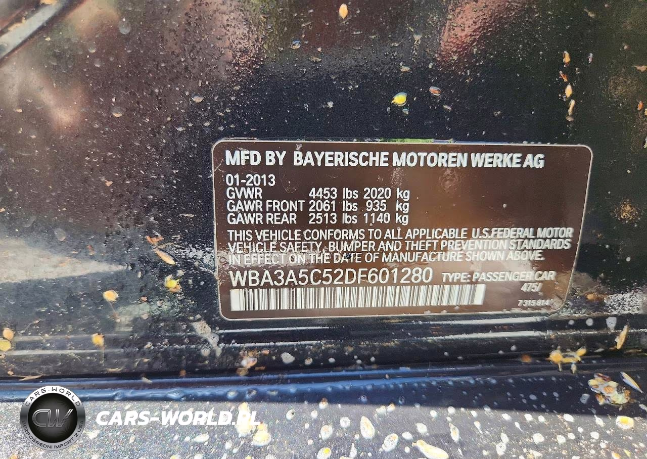 2013 BMW 328 I VIN:WBA3A5C52DF601280 - 12
