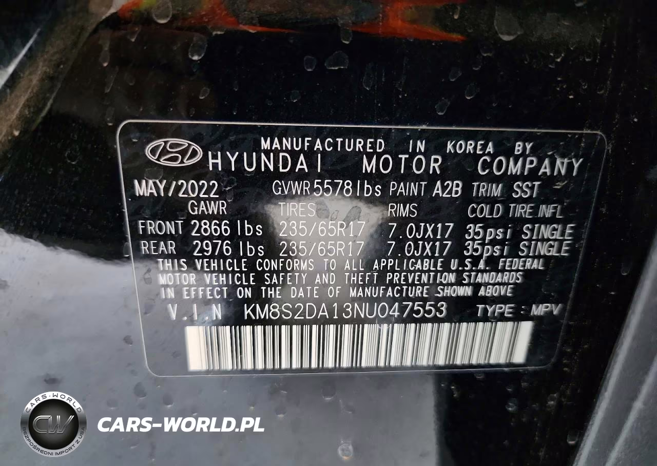 2022 Hyundai Santa Fe Blue VIN:KM8S2DA13NU047553 - 12
