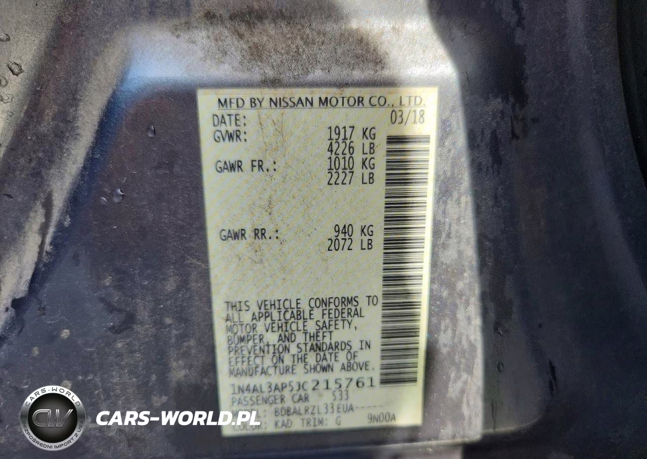 2018 Nissan Altima 2.5 Sl VIN:1N4AL3AP5JC215761 - 12