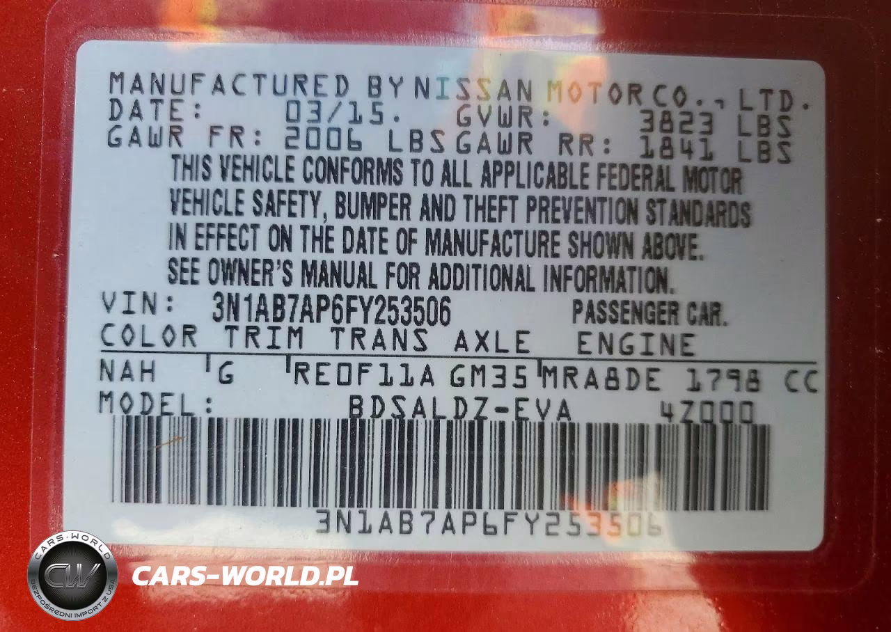 2015 Nissan Sentra Sv VIN:3N1AB7AP6FY253506 - 12