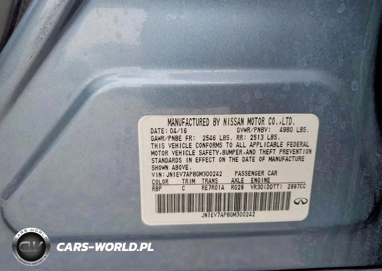 2016 Infiniti Q50 3.0T Premium VIN:JN1EV7AP8GM300242 - 12