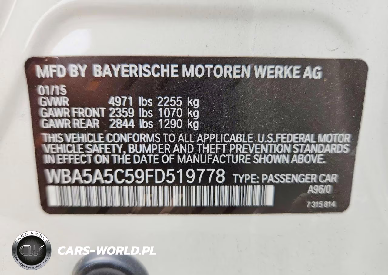 2015 BMW 528 I VIN:WBA5A5C59FD519778 - 12
