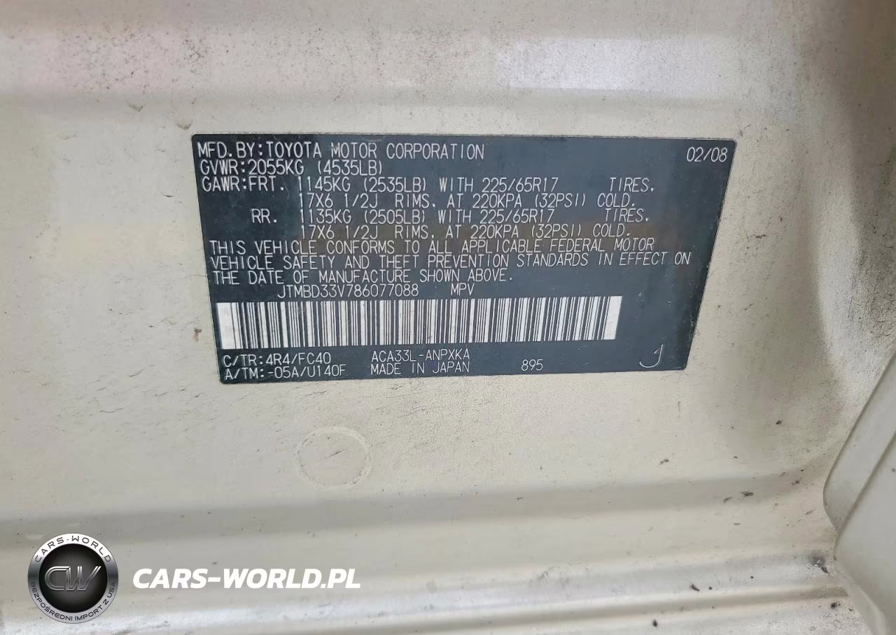 2008 Toyota Rav4 Base VIN:JTMBD33V786077088 - 13