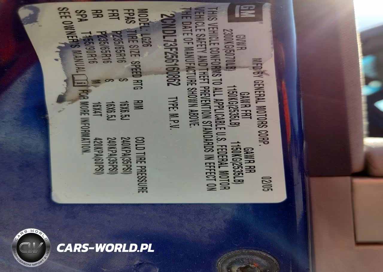 2005 Chevrolet Equinox Lt VIN:2CNDL73F256160862 - 13