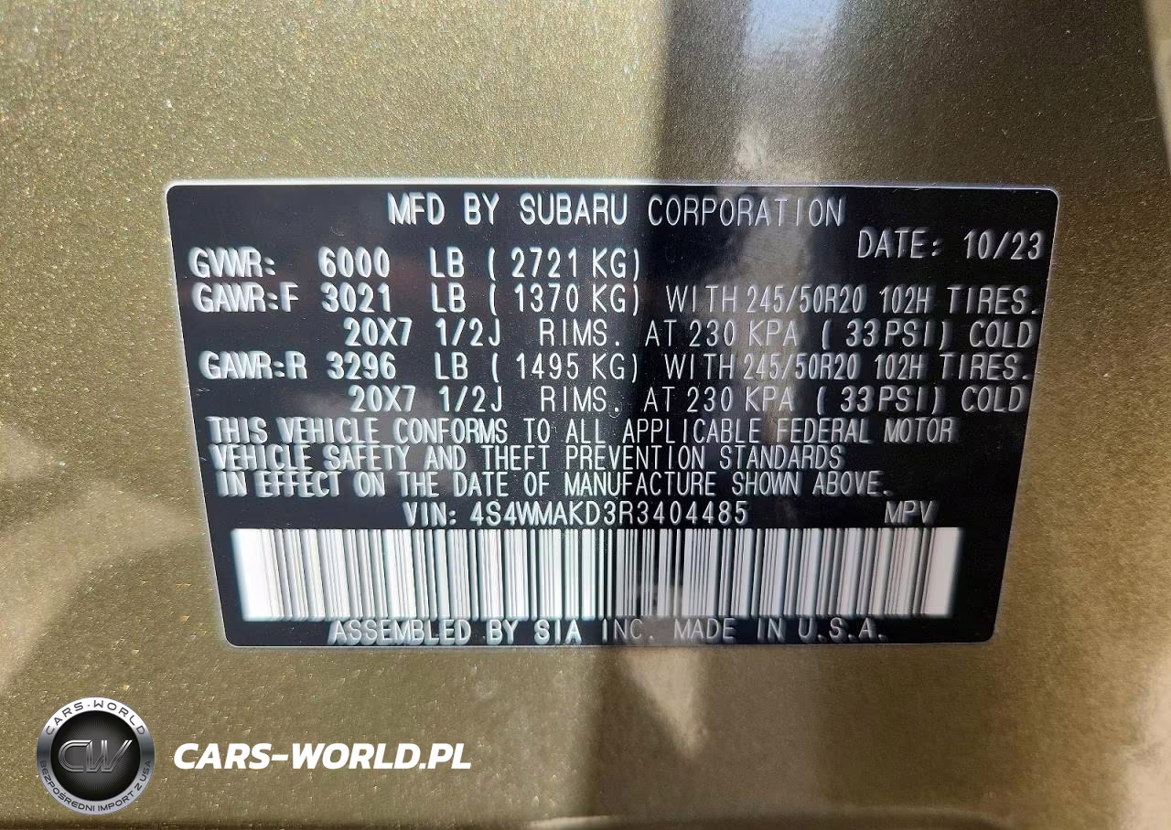 2024 Subaru Ascent Onyx Edition VIN:4S4WMAKD3R3404485 - 14