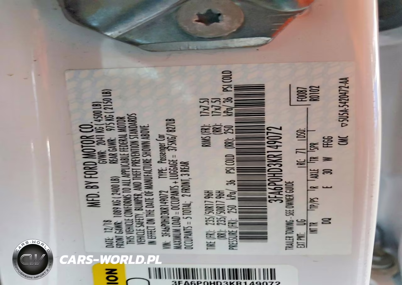 2019 Ford Fusion Se VIN:3FA6P0HD3KR149072 - 12