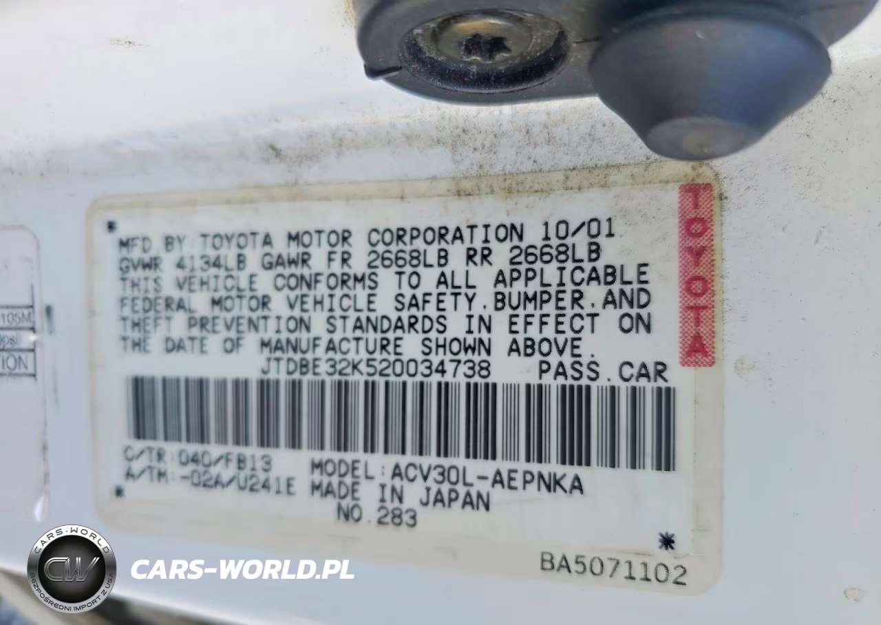 2002 Toyota Camry Le VIN:JTDBE32K520034738 - 12