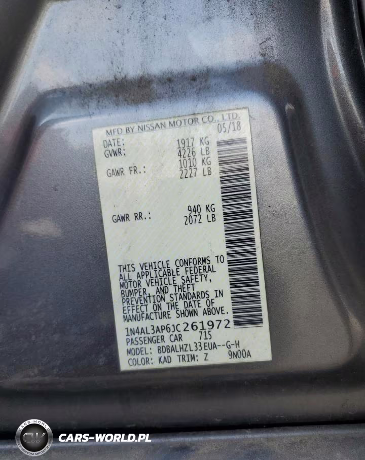 2018 Nissan Altima 2.5 VIN:1N4AL3AP6JC261972 - 12