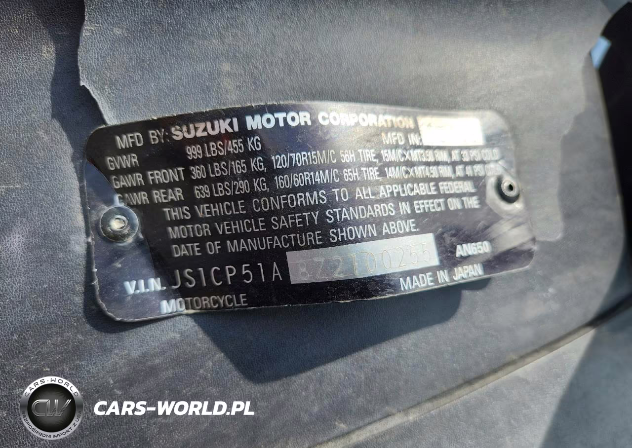 2007 Suzuki An650 VIN:JS1CP51A872100255 - 18