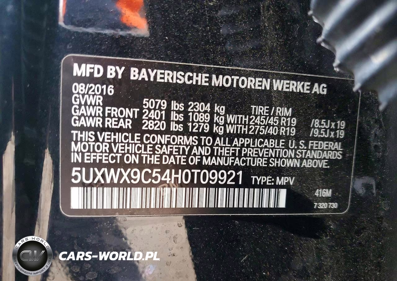 2017 BMW X3 xDrive28I VIN:5UXWX9C54H0T09921 - 13