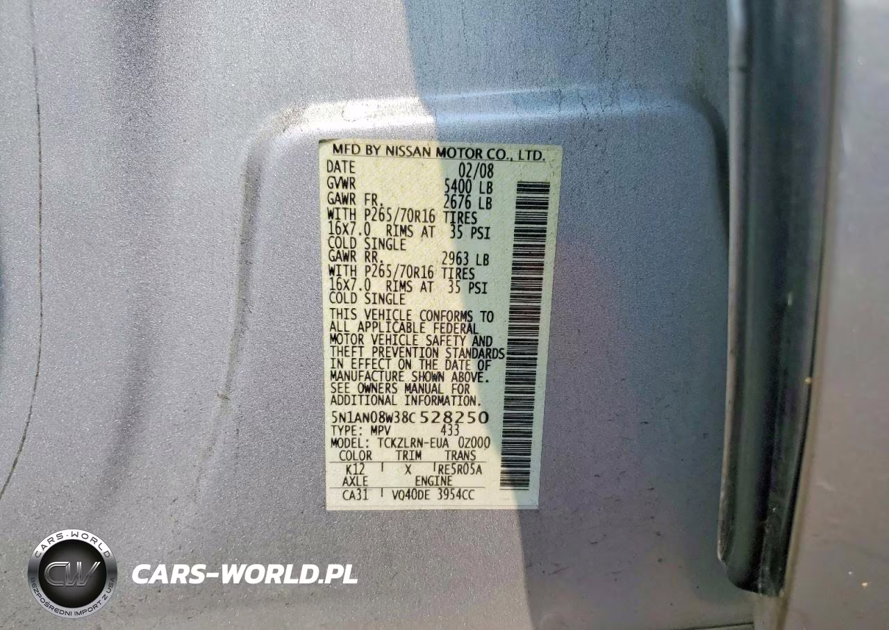 2008 Nissan Xterra Off Road VIN:5N1AN08W38C528250 - 13