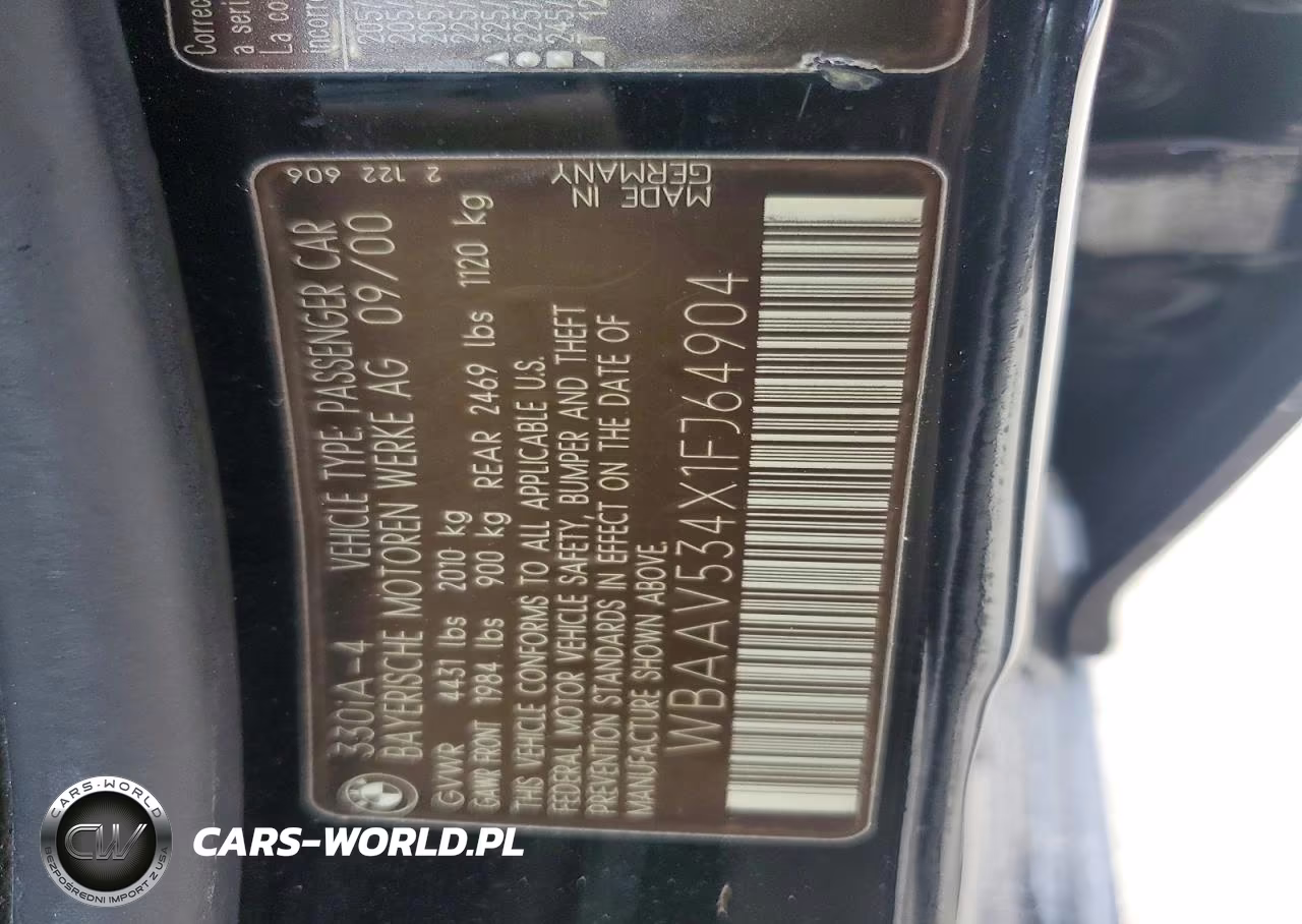 2001 BMW 330 I VIN:WBAAV534X1FJ64904 - 13