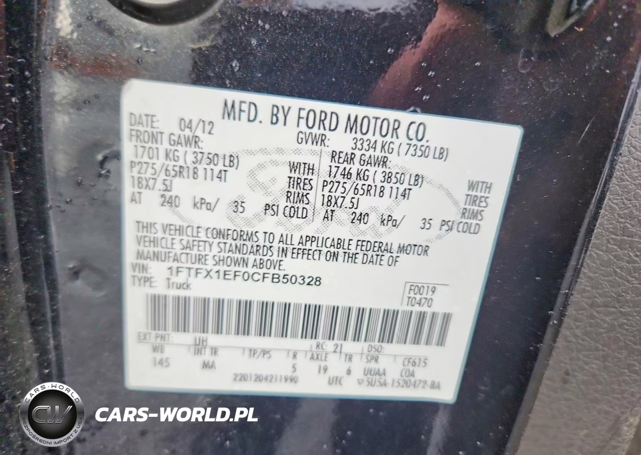 2012 Ford F150 Super Cab VIN:1FTFX1EF0CFB50328 - 12