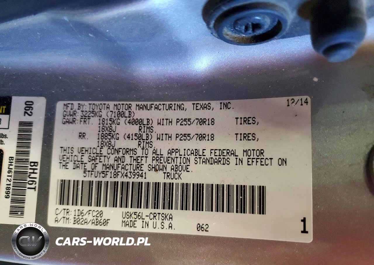 2015 Toyota Tundra Sr5 VIN:5TFUY5F18FX439941 - 12
