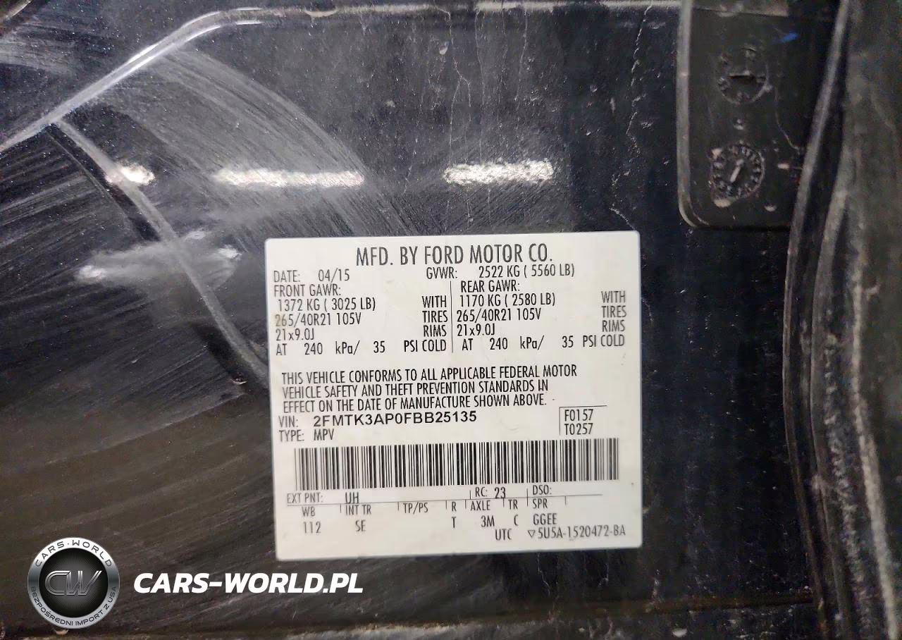 2015 Ford Edge Sport VIN:2FMTK3AP0FBB25135 - 13