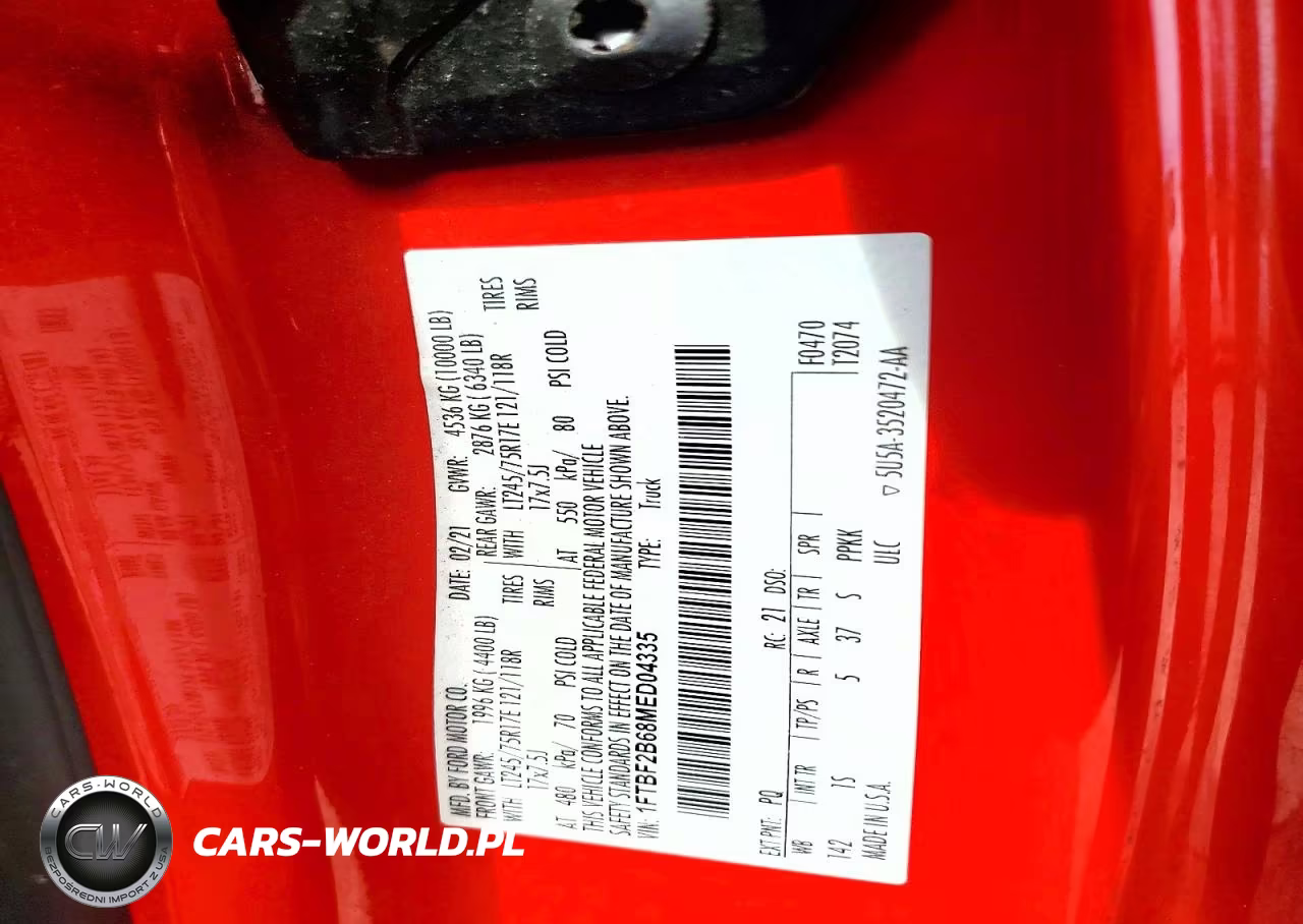 2021 Ford F250 Super Duty VIN:1FTBF2B68MED04335 - 12