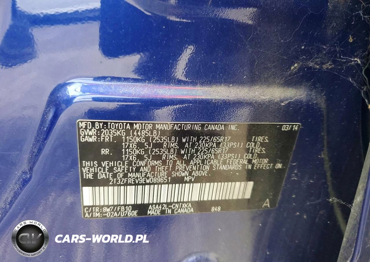 2014 Toyota Rav4 Le VIN:2T3ZFREV9EW089651 - 12