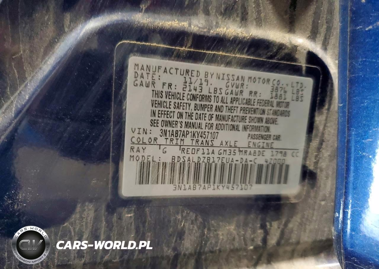2019 Nissan Sentra Sv VIN:3N1AB7AP1KY457107 - 13