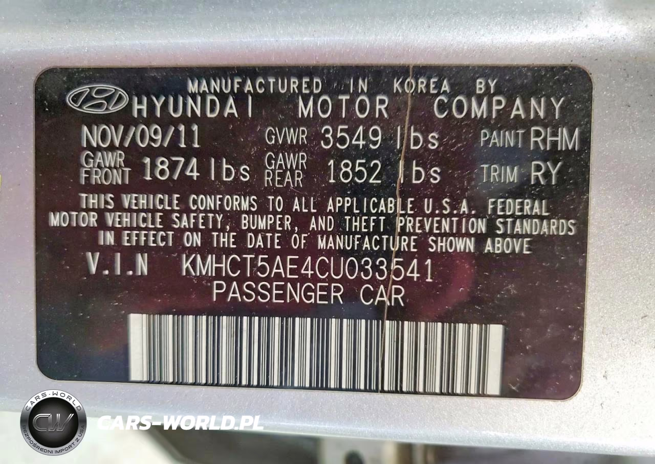 2012 Hyundai Accent VIN:KMHCT5AE4CU033541 - 12