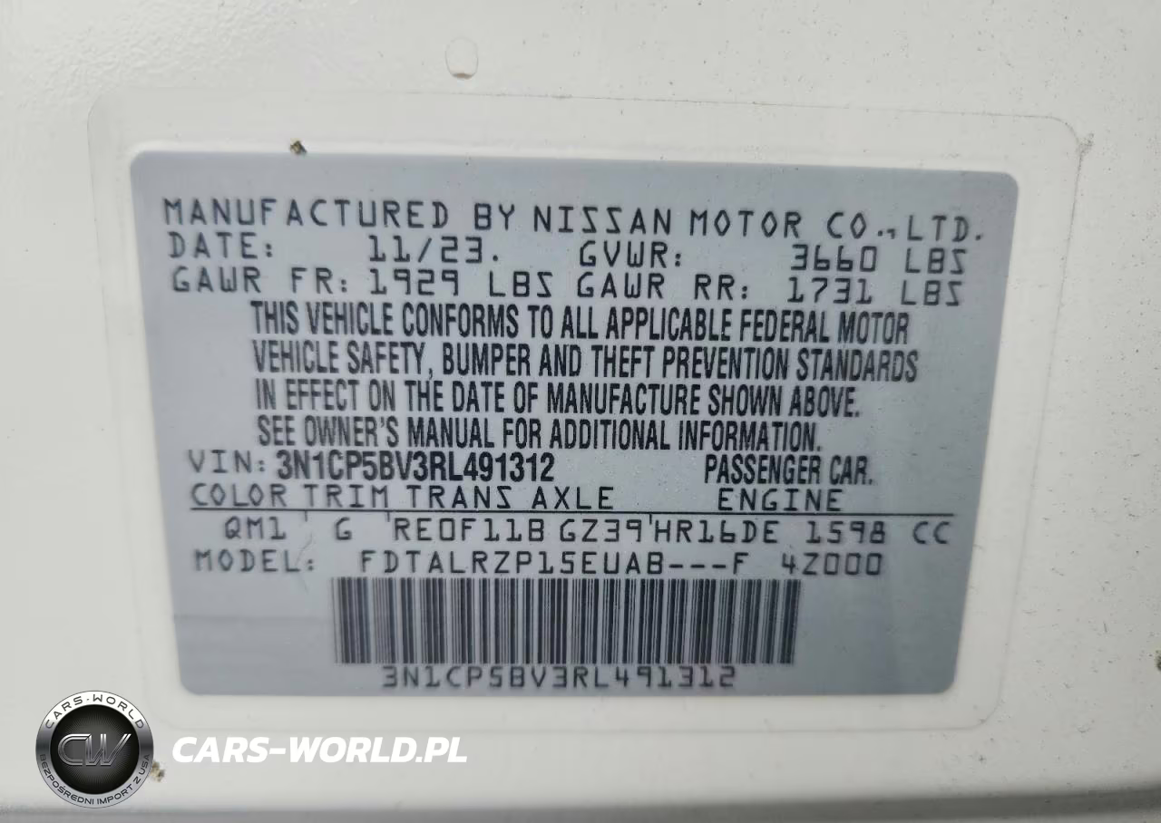 2024 Nissan Kicks S VIN:3N1CP5BV3RL491312 - 13