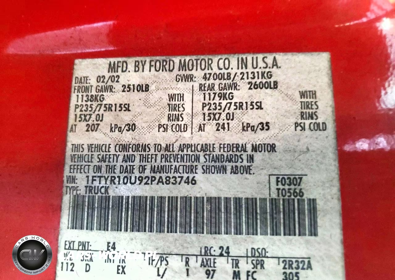 2002 Ford Ranger VIN:1FTYR10U92PA83746 - 12