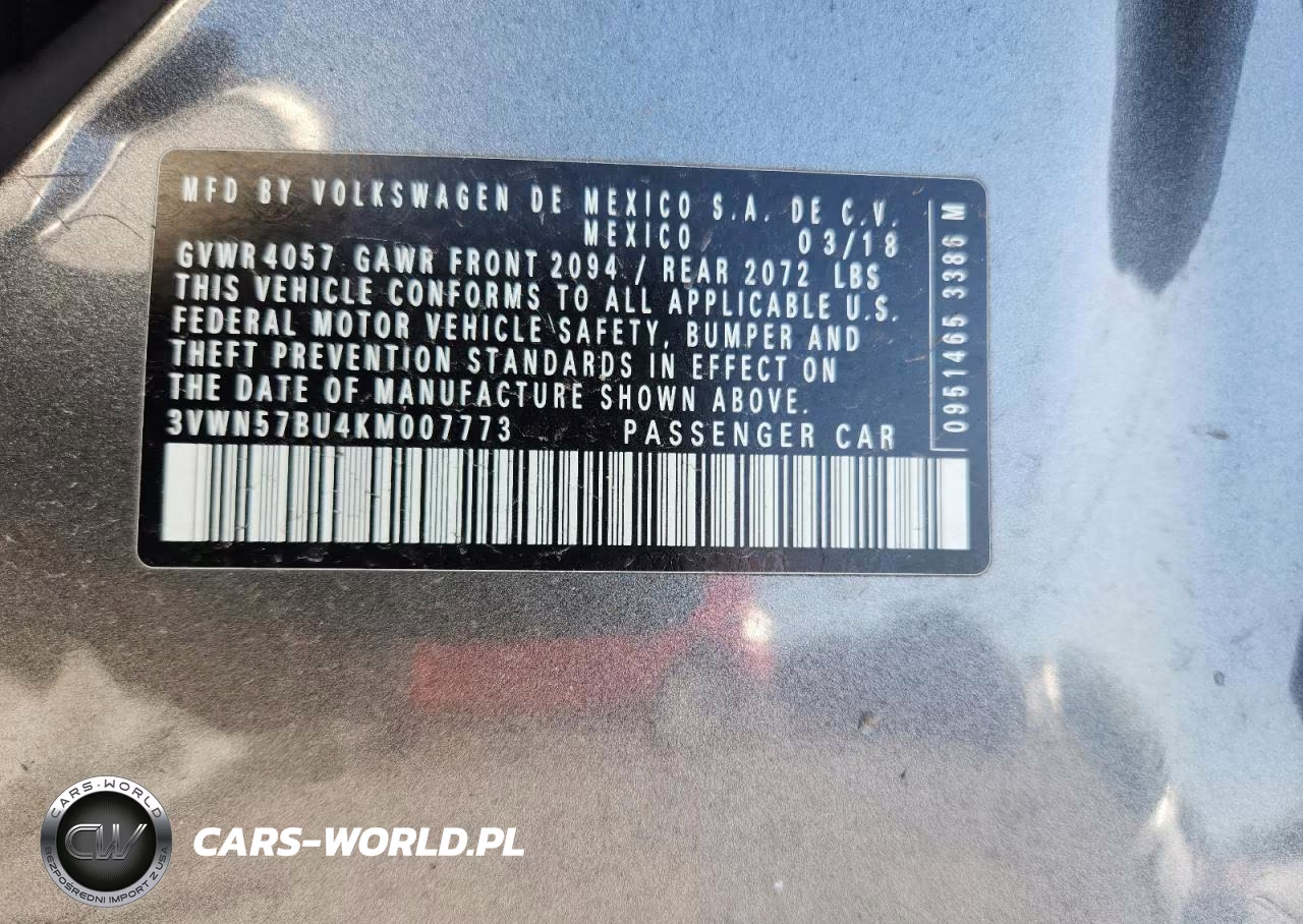 2019 Volkswagen Jetta S VIN:3VWN57BU4KM007773 - 12