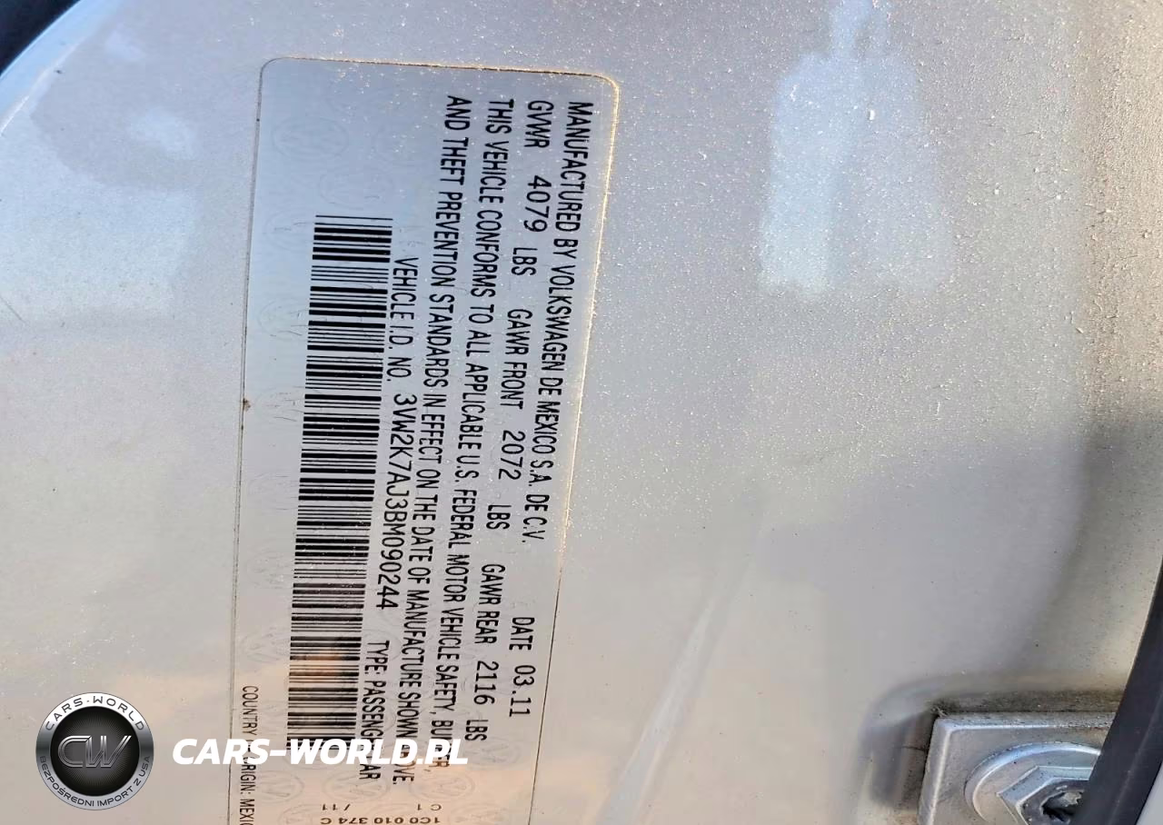 2011 Volkswagen Jetta Base VIN:3VW2K7AJ3BM090244 - 12