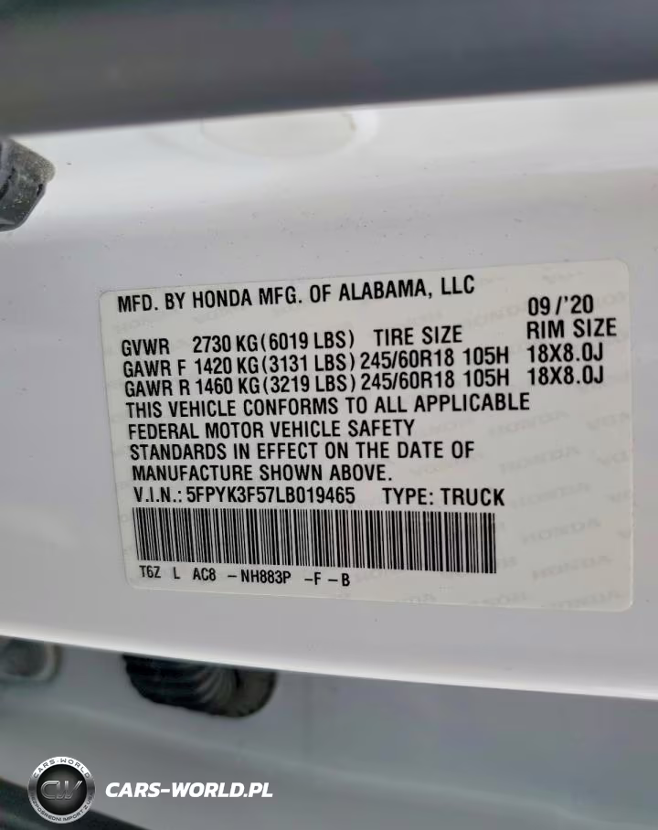 2020 Honda Ridgeline Rtl VIN:5FPYK3F57LB019465 - 12