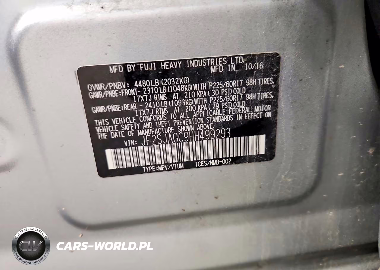 2017 Subaru Forester 2.5I Premium VIN:JF2SJAGC9HH499293 - 13