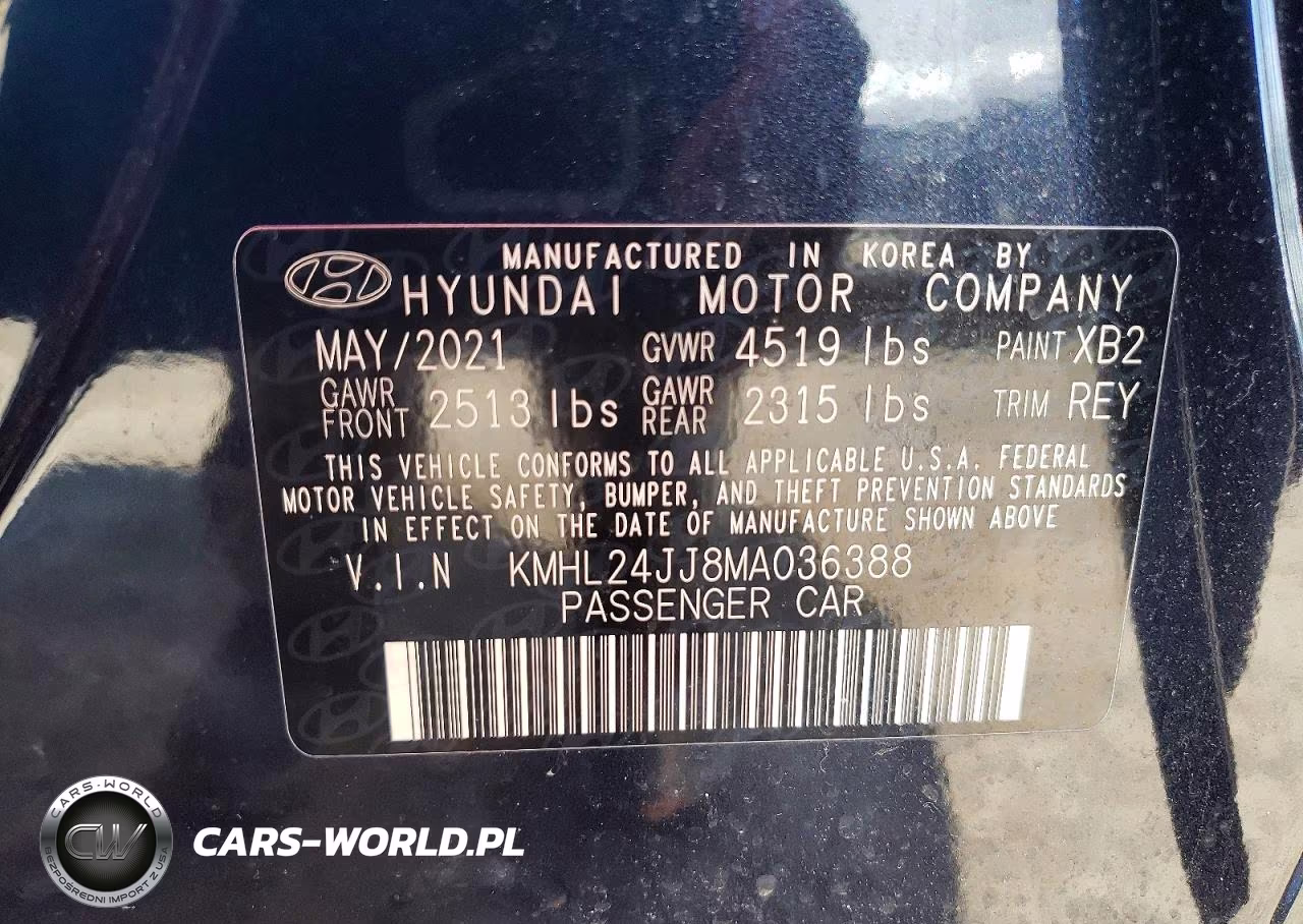 2021 Hyundai Sonata Hybrid Blue VIN:KMHL24JJ8MA036388 - 12