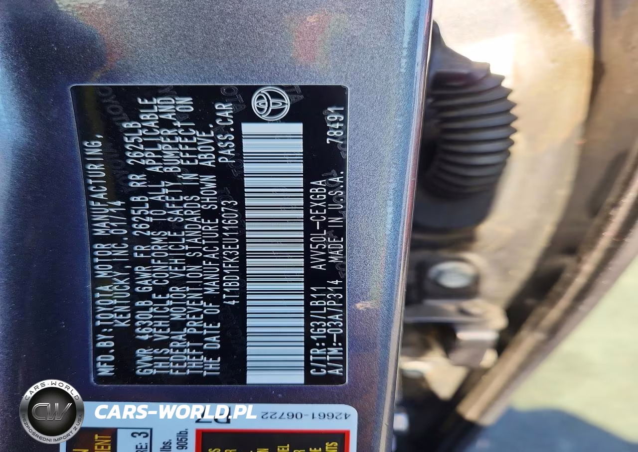 2014 Toyota Camry Hybrid Xle VIN:4T1BD1FK3EU116073 - 12