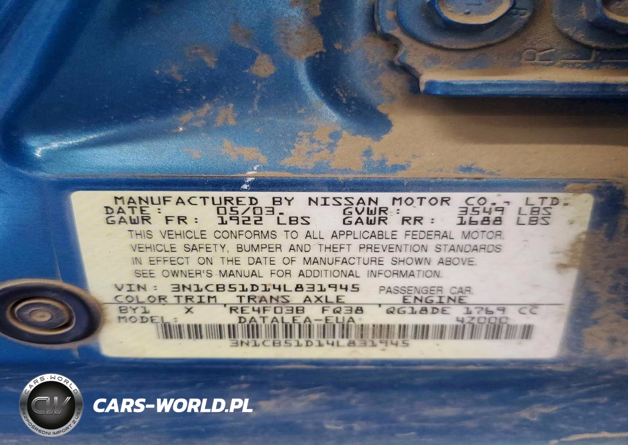 2004 Nissan Sentra 1.8 VIN:3N1CB51D14L831945 - 12