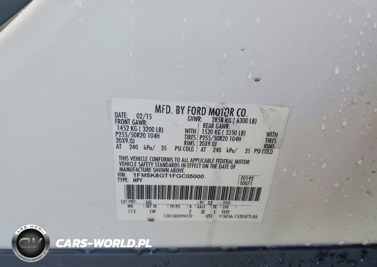 2015 Ford Explorer Sport VIN:1FM5K8GT1FGC05000 - 14