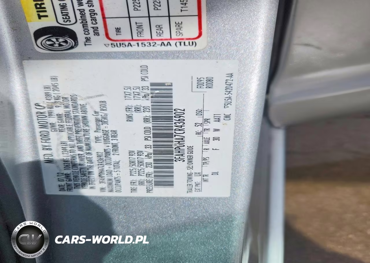 2012 Ford Fusion Se VIN:3FAHP0HA7CR436902 - 12