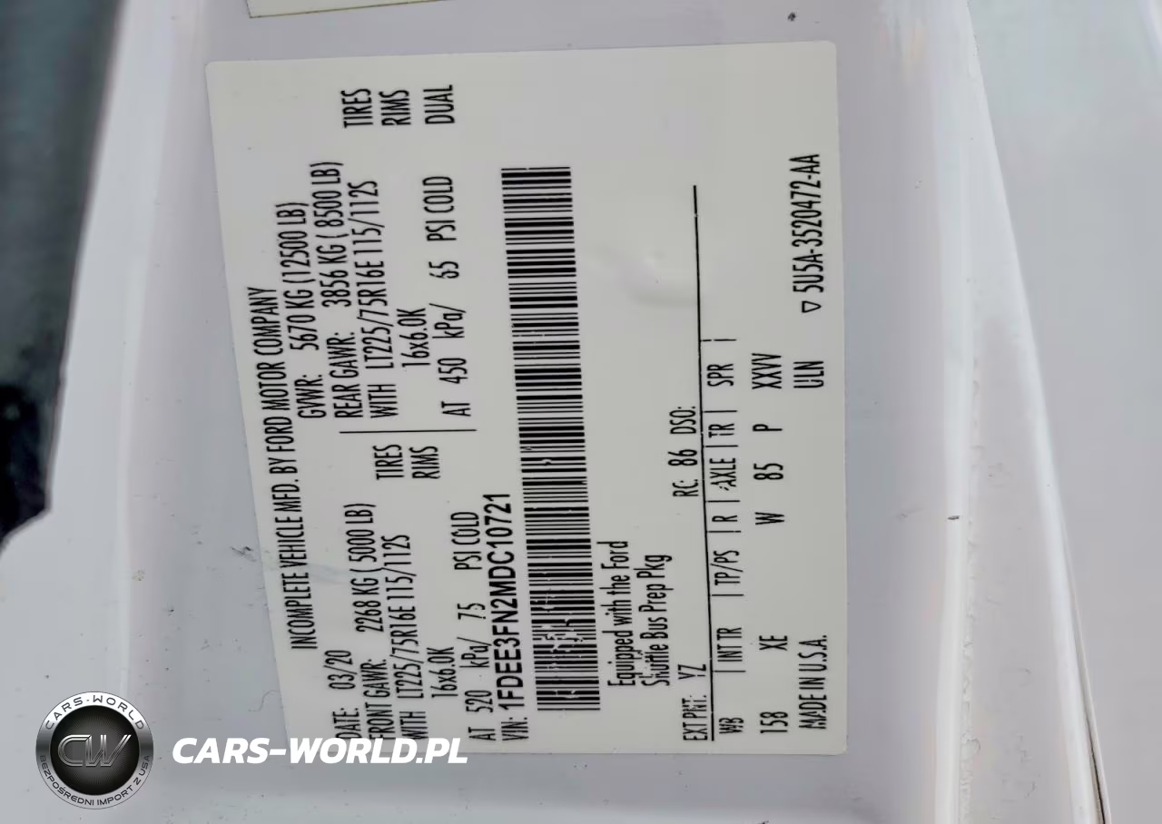 2021 Ford Econoline E350 Super Duty Cutaway Van VIN:1FDEE3FN2MDC10721 - 13