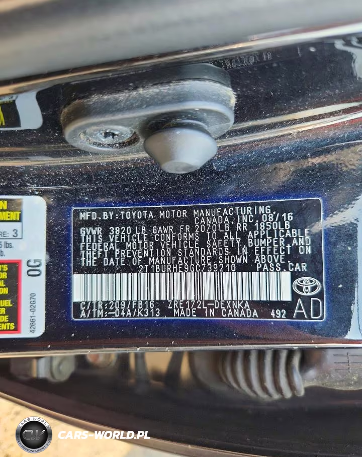 2016 Toyota Corolla Le VIN:2T1BURHE9GC739210 - 12