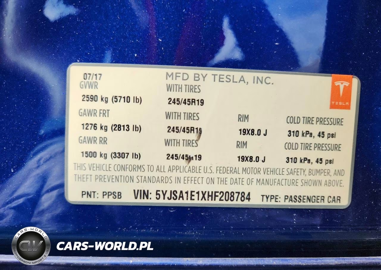 2017 Tesla Model S VIN:5YJSA1E1XHF208784 - 14