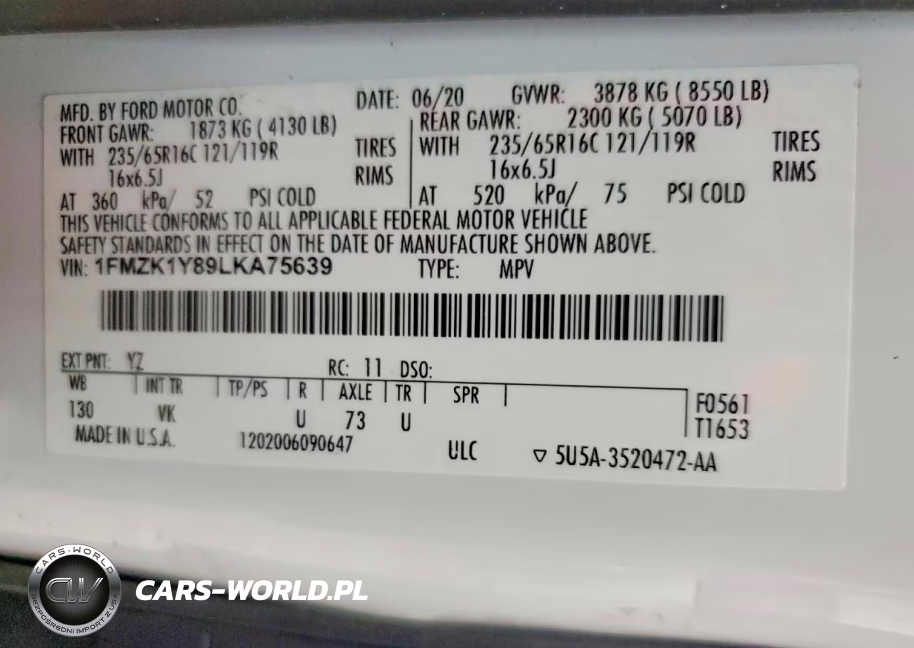 2020 Ford Transit T-150 VIN:1FMZK1Y89LKA75639 - 13