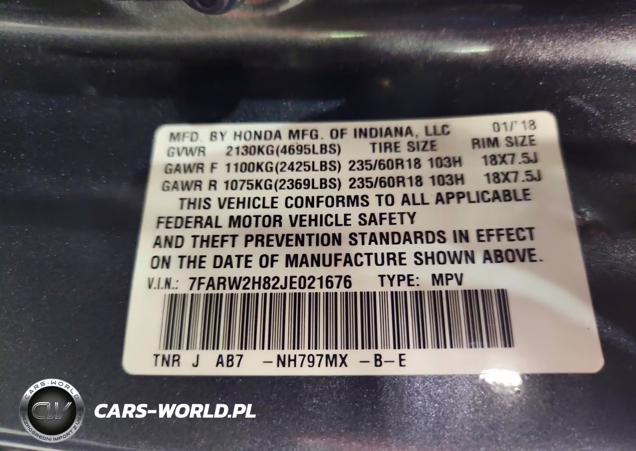 2018 Honda Cr-V Exl VIN:7FARW2H82JE021676 - 13