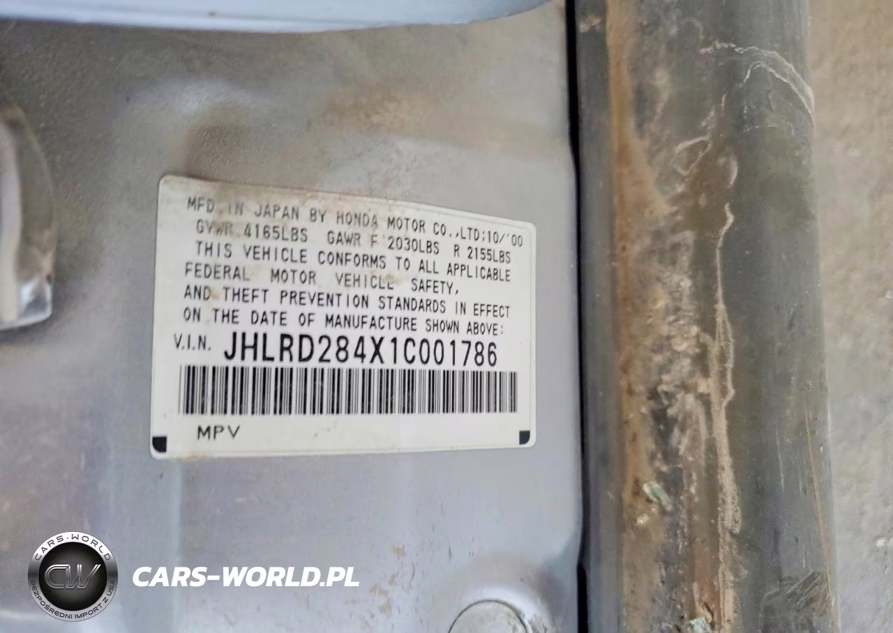 2001 Honda Cr-V Lx VIN:JHLRD284X1C001786 - 12
