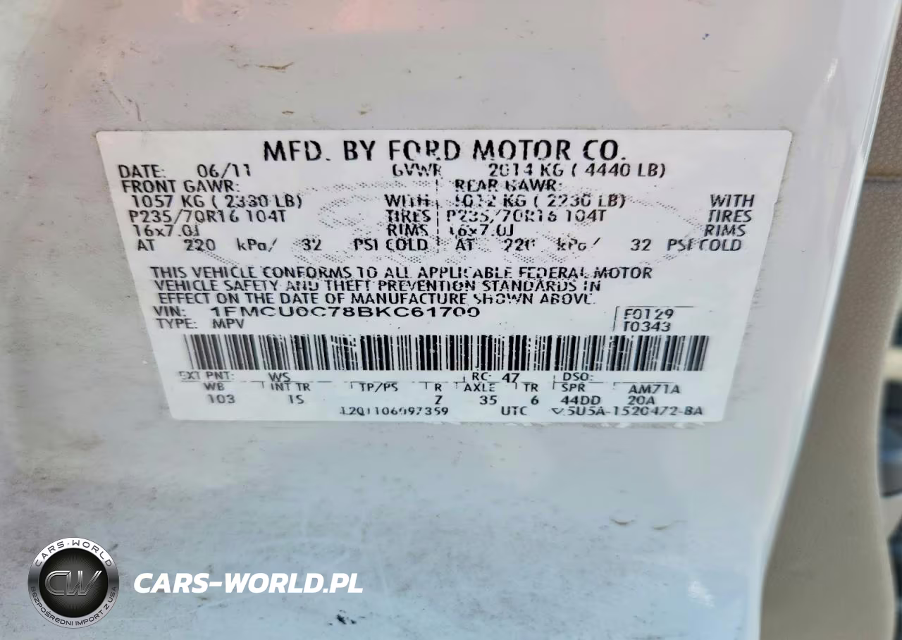 2011 Ford Escape Xls VIN:1FMCU0C78BKC61700 - 13